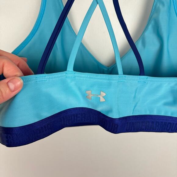 Under Amour Teal & Blue Color Block Stretch Padded Cross Back Sport Bra Sz XS - Picture 3 of 8